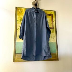 Blue Long Sleeve Shirt Dress